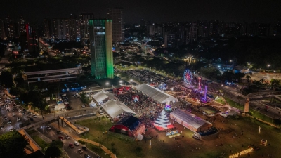 Emo&ccedil;&atilde;o, luzes e Papai Noel de rapel marcam o lan&ccedil;amento do Natal Iluminado em S&atilde;o Bernardo